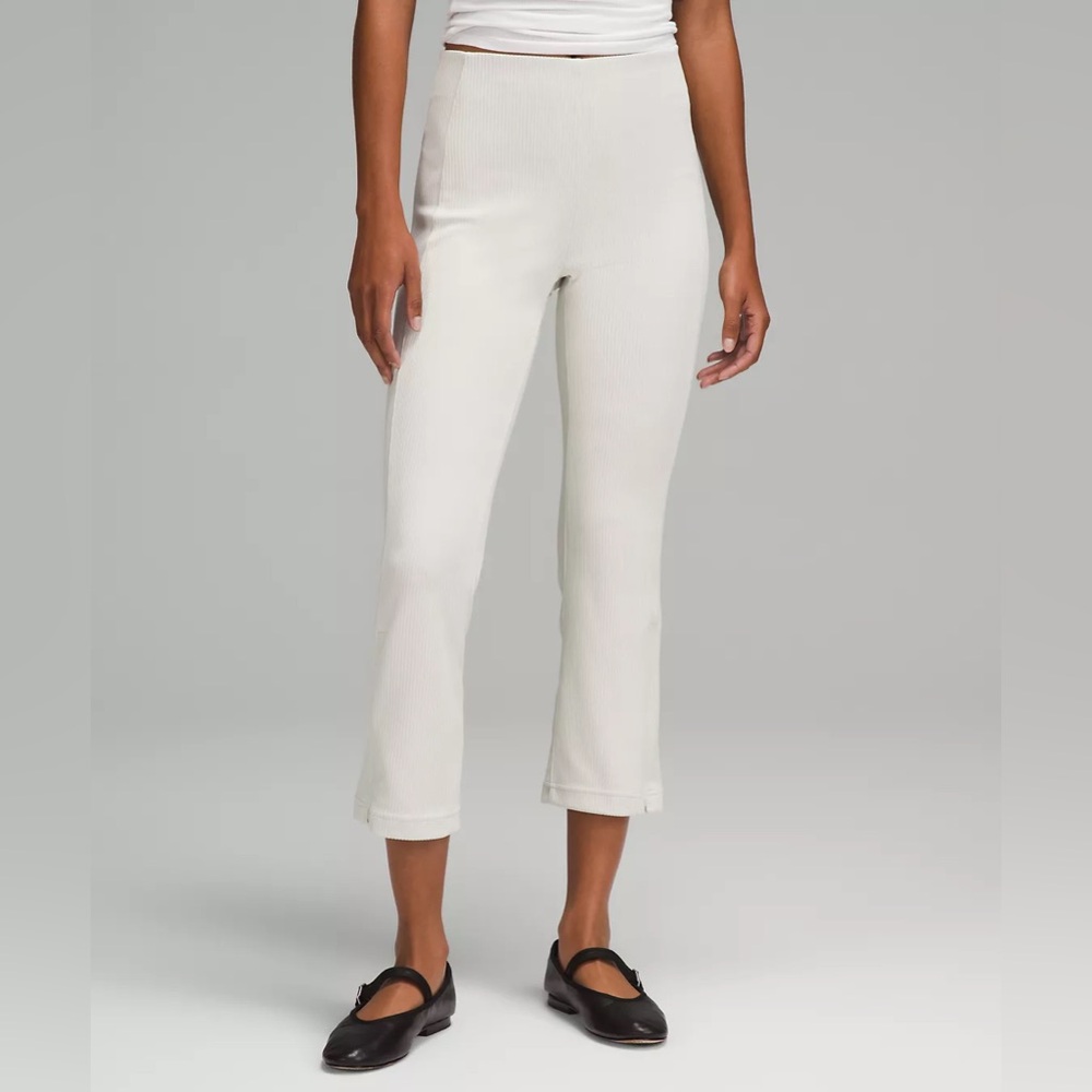 Lululemon Ribbed Softstreme Zip-Leg High-Rise Cropped Pants 25" 2 Bone